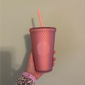 Starbucks Pink Studded Tumbler with Straw 16oz